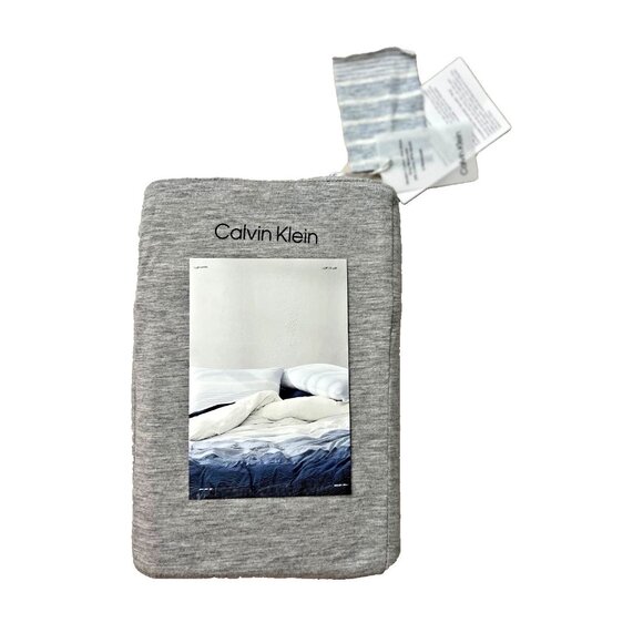 Calvin Klein Modern Cotton Knit Stripe Indigo Pillow Cases Pair - Picture 1 of 2